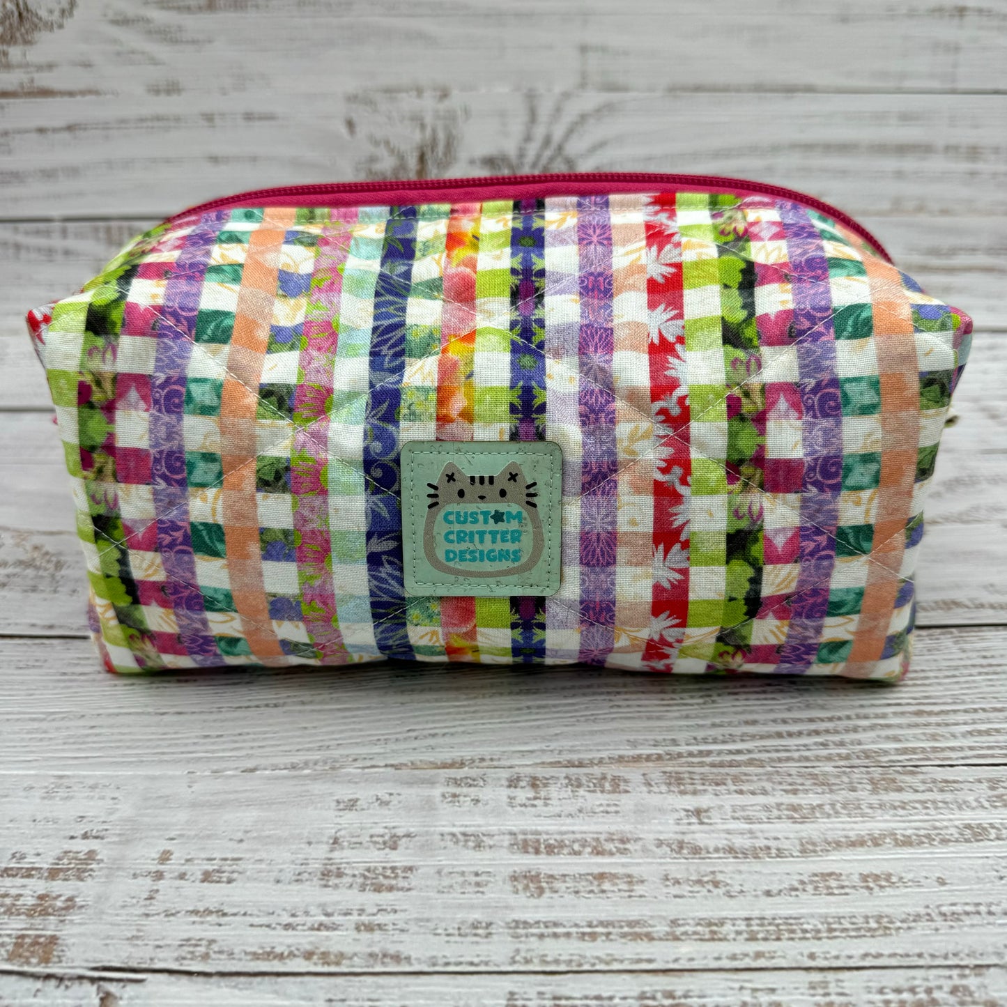 Spring Plaid - Quilted Boxy Bag - Cosmetic Bag