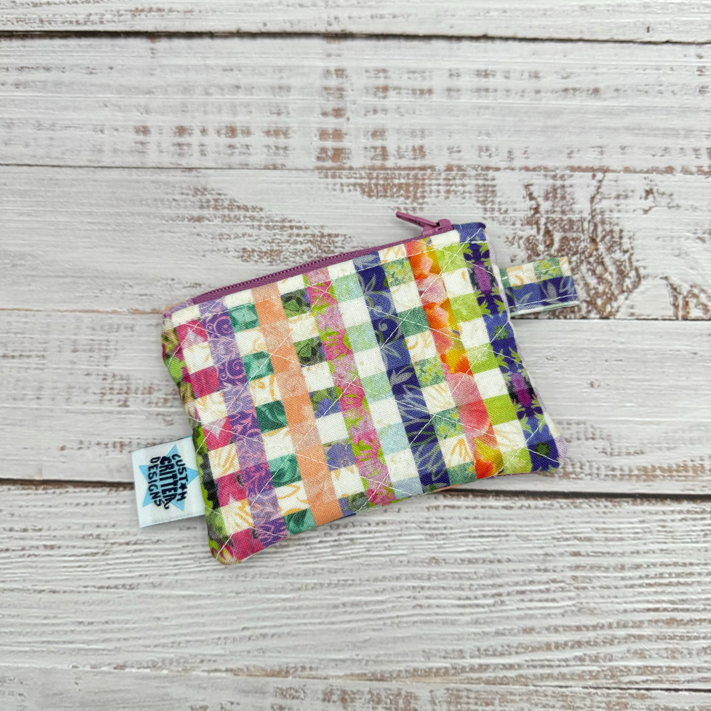 Spring Plaid  - Quilted Pouch - Coin Pouch - Keychain Clutch