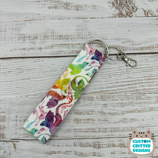 Rainbow Dragons - Wristlet Keychain