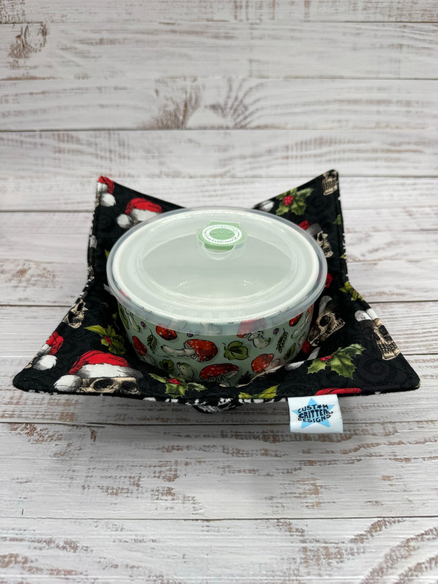 Holiday Skulls & Snowflakes Reversible Bowl Cozies -  Not Microwavable!