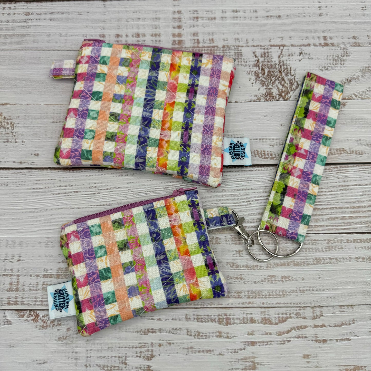 Spring Plaid  - Quilted Pouch - Coin Pouch - Keychain Clutch