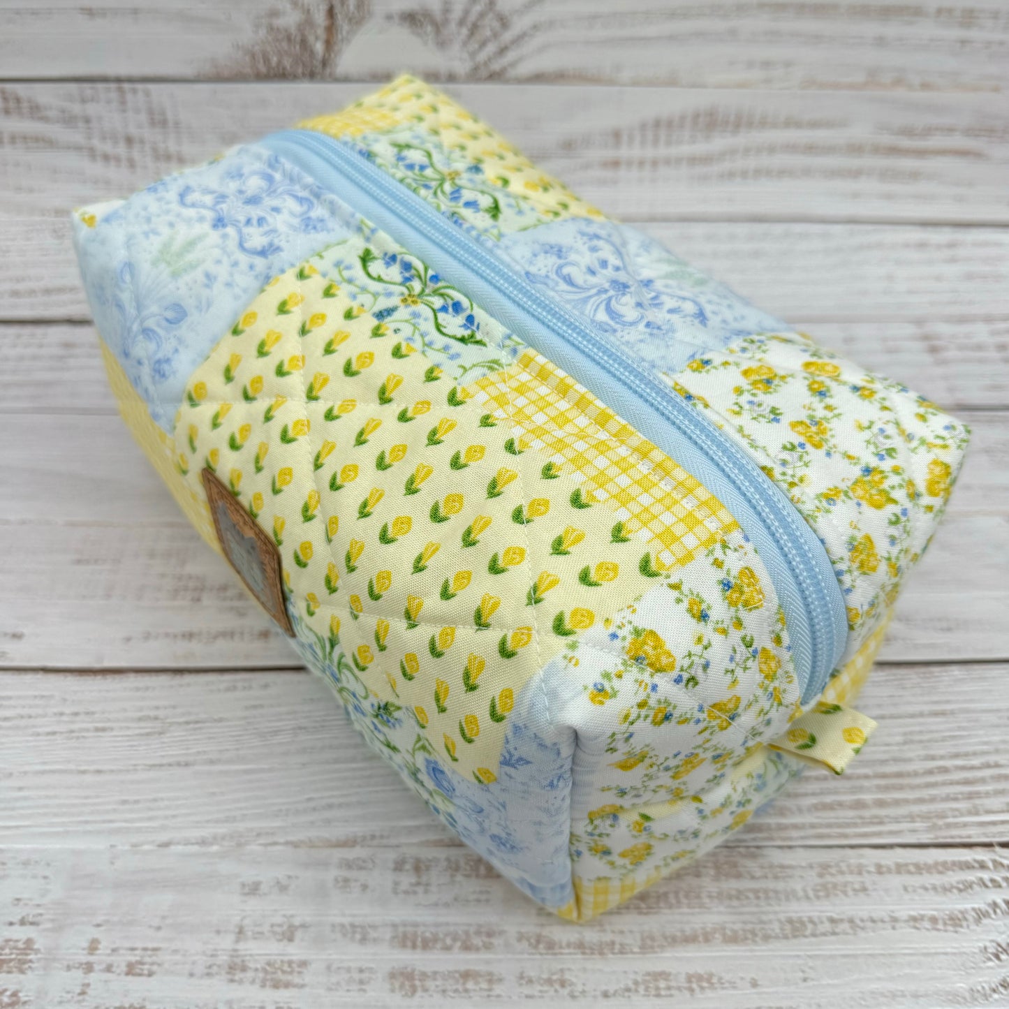 Patchwork Floral - Quilted Boxy Bag - Cosmetic Bag