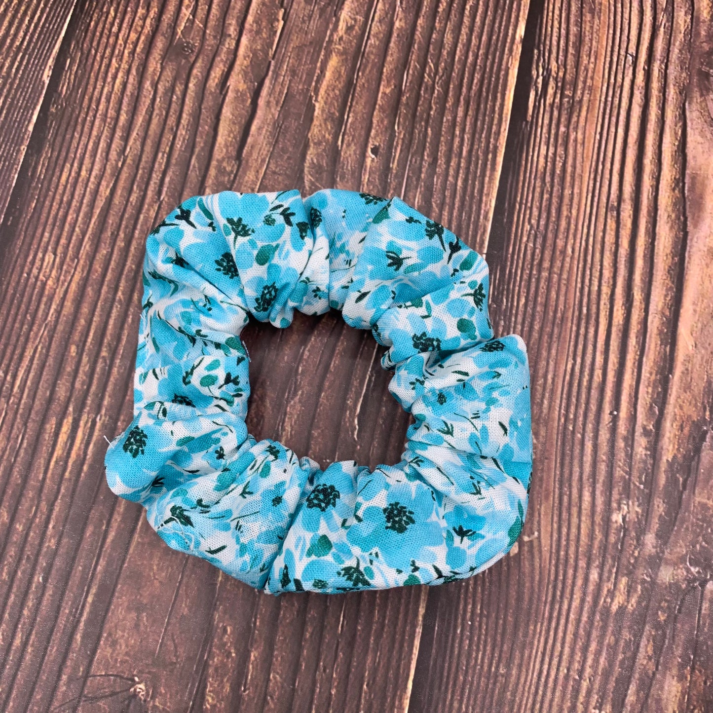 Blue Floral - Scrunchies