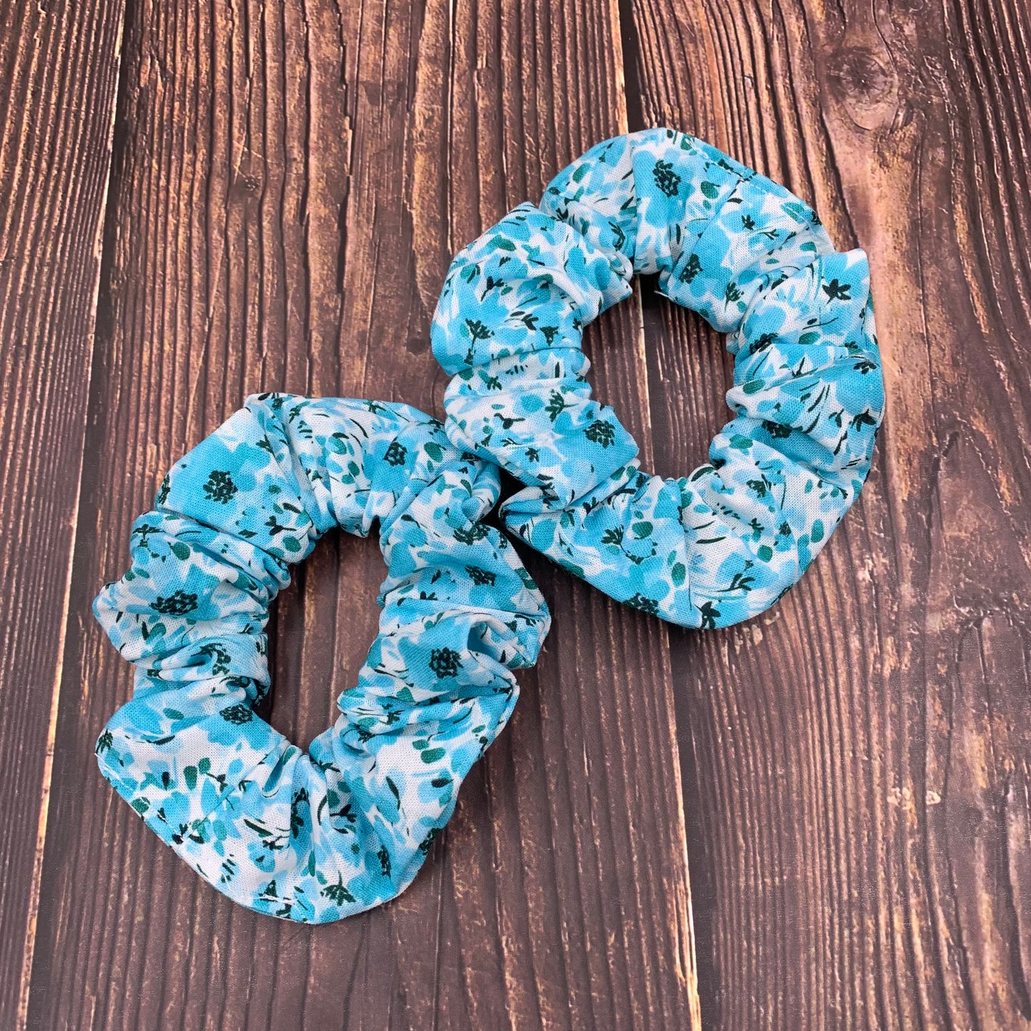 Blue Floral - Scrunchies