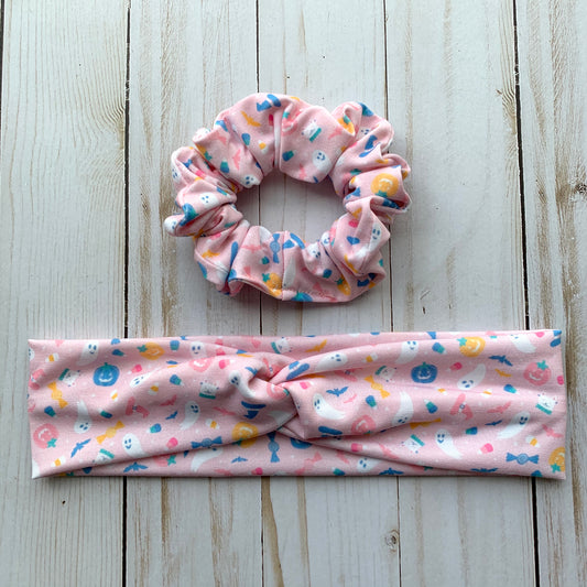Pastel Ghost Party - Faux Knot Headband and Scrunchies