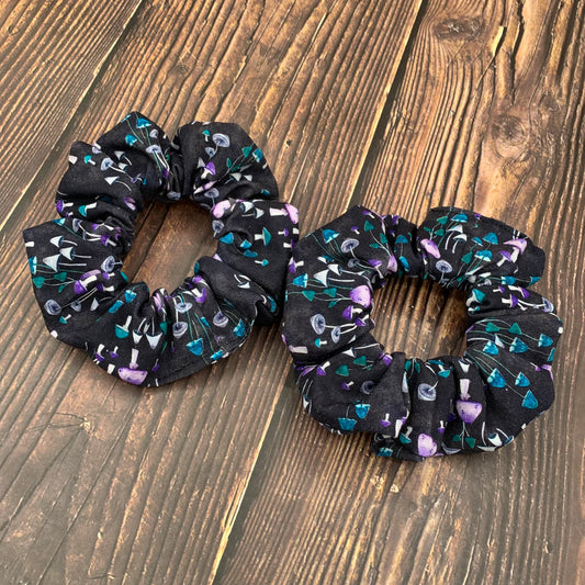 Teal & Purple Mushrooms - Scrunchies